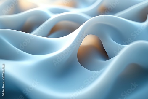 Abstract Blue and White Wavy Surface with Depressions photo