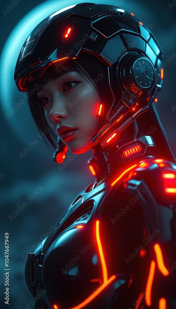 Fototapeta premium Futuristic cybernetic portrait