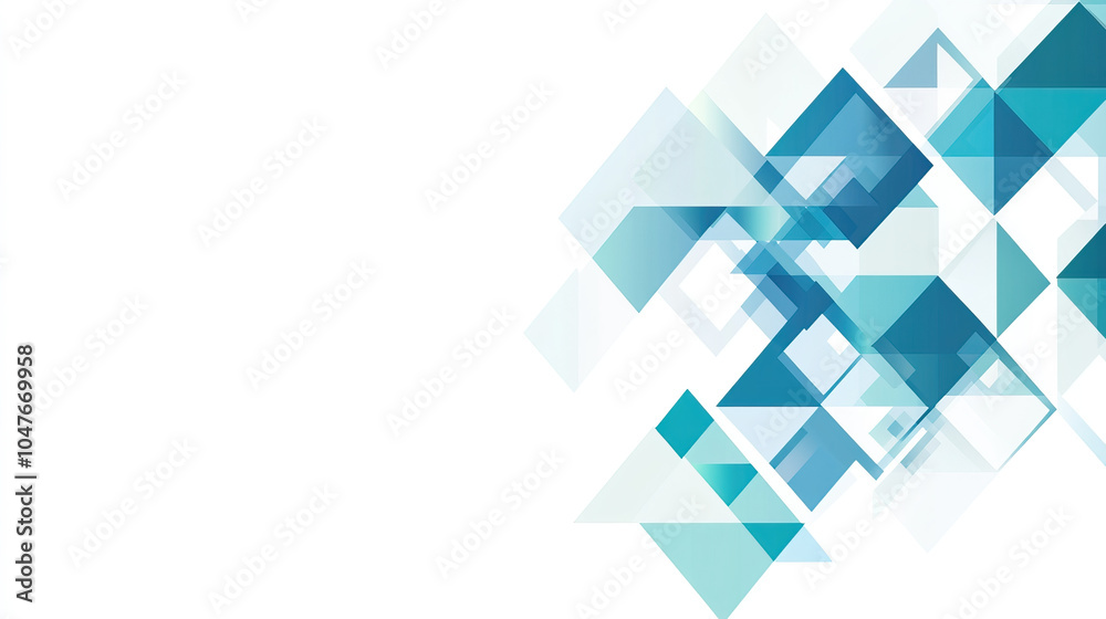Fototapeta premium Teal, blue, corporate business PowerPoint presentation slide backdrop, flat 2D geometric shapes, clear copy space. Modern minimalist design, abstract patterns