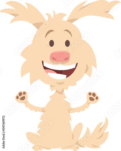 cute cartoon shaggy beige puppy animal character