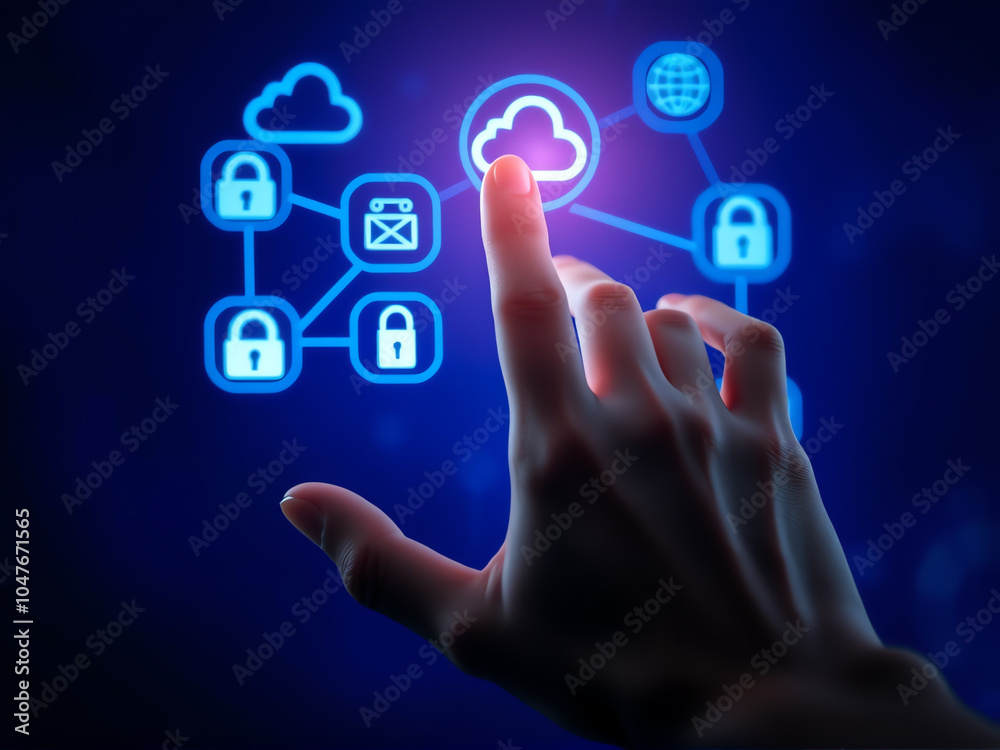 Engaging with digital cloud technology in a futuristic setting showcasing secure data connections