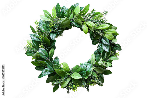 Traditional Green Wreath isolated on transparent background, png file, no background png file