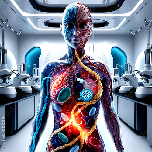 Human futuristic robot anatomy