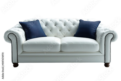 White bridgewater sofa isolated on transparent background, png file, no background png file photo