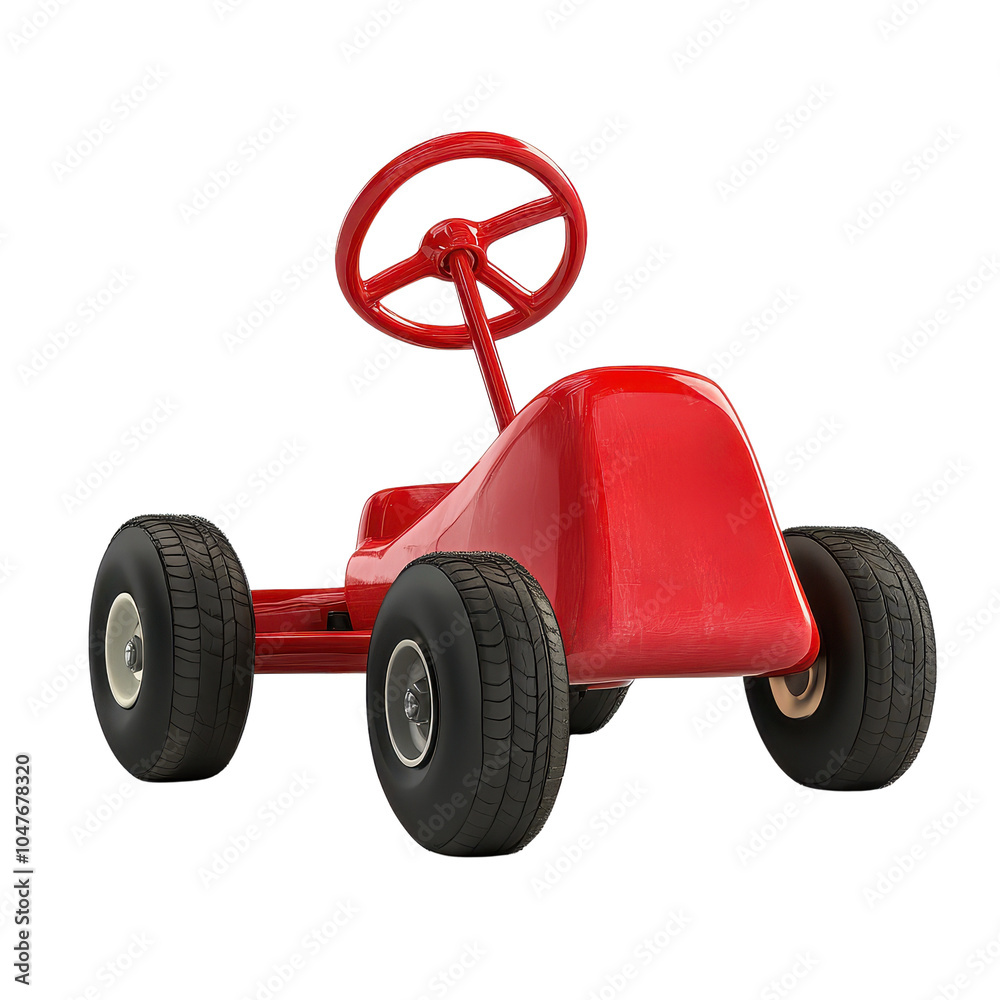 red go-kart toy, perfect for kids' playtime and outdoor fun. isolated on white background. red go-kart toy, perfect for kids' playtime and outdoor fun. isolated on white background.