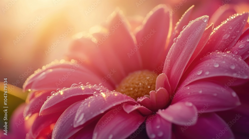 A close-up of dew drops on vibrant flower petals in the early morning light, showcasing nature's beauty. A close-up of dew drops on vibrant flower petals in the early morning light, showcasing nature's beauty.