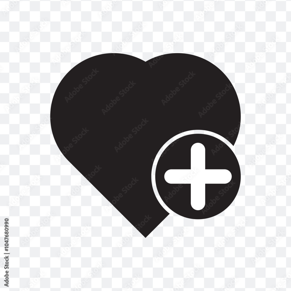 Obraz premium add to favorite heart icon. heart icon with plus. Favorite or love heart icon on PNG background. vector illustration.