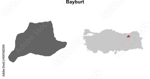 Bayburt province blank outline map set photo