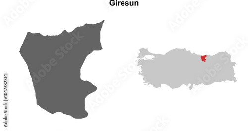 Giresun province blank outline map set photo