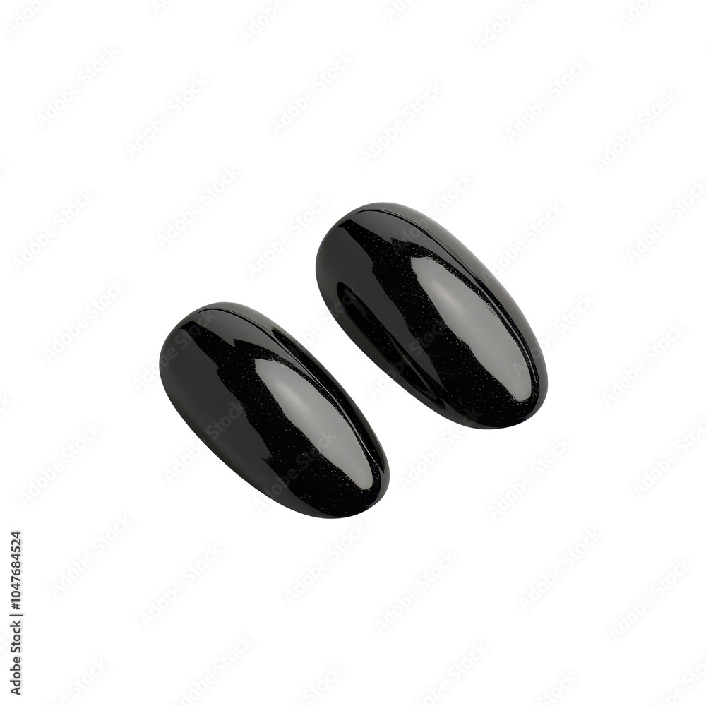 Stylish black nail tips for a chic, modern look on a white isolated background. Stylish black nail tips for a chic, modern look on a white isolated background.