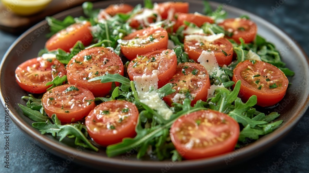 Fresh tomato and arugula salad. Fresh tomato and arugula salad.