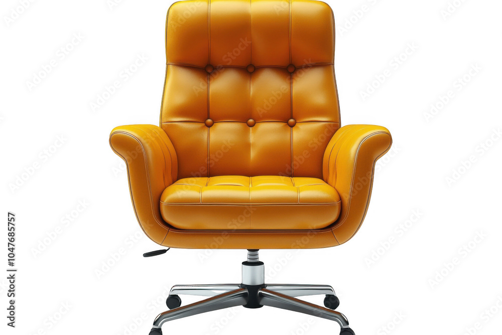 Yellow Task Chair Furniture isolated on transparent background, png file, no background png file