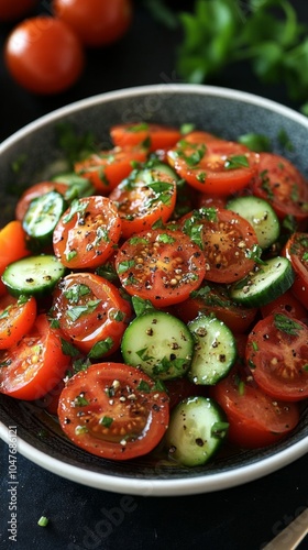 Fresh tomato and cucumber salad.