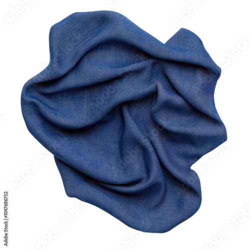 Wrinkled blue fabric on a white isolated background. photo