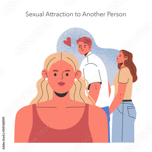 Reasons For Men Cheating. Flat Vector Illustration