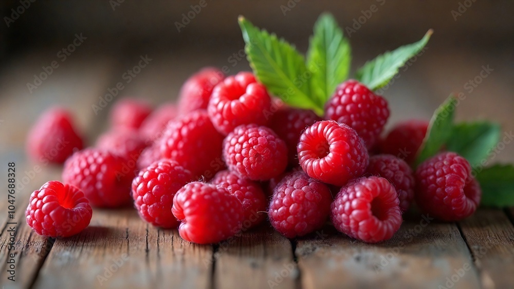 raspberries on a rustic wood table raspberries on a rustic wood table