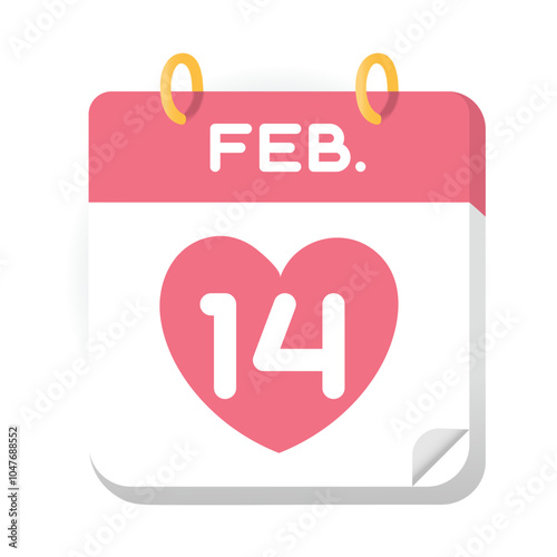 A tear-off calendar with the date February 14. Vector illustration on the theme of Valentine's Day.