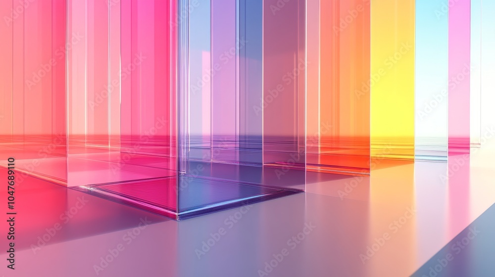 3D illustration of a transparent gradient glass background, soft gradients, futuristic design