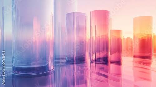 3D illustration of a transparent gradient glass background, soft gradients, futuristic design