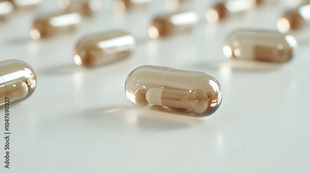 A close-up photo of pills on a plain white surface. A close-up photo of pills on a plain white surface.