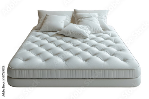 White memory foam bed isolated on transparent background, png file, no background png file photo