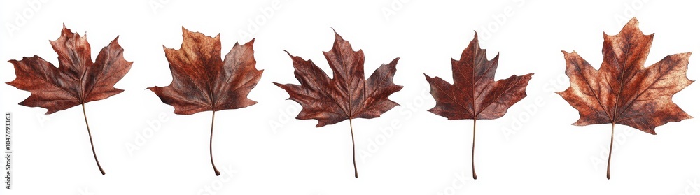 Yellow autumn dry leaves isolated on white