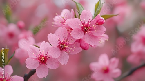 Delicate Pink Blooms of Cherry Trees in Springtime - High-Resolution Image Showcasing the Elegance and Beauty of Cherry Blossoms