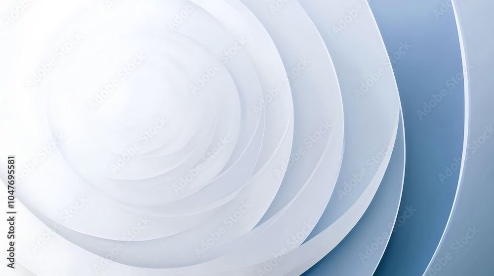 Fototapeta premium Intricate Half-Circle Layers Create a Serene Background in Soft Blue and White Tones