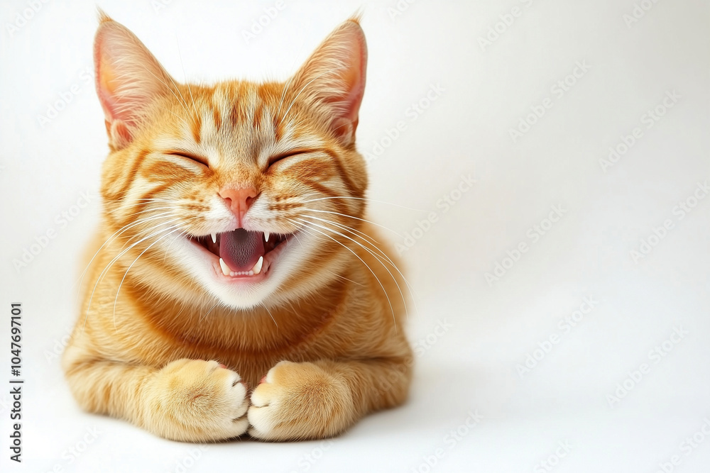 Realistic photo of happy cat isolated on a white background Realistic photo of happy cat isolated on a white background