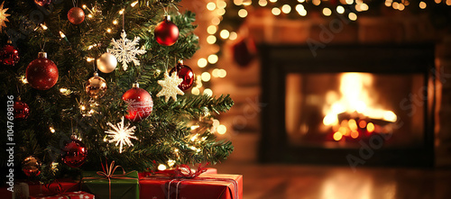 Festive Living Room with Christmas Tree and Holiday Decorations (christmas-tree)