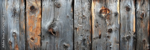 Weathered Wooden Planks with Knots and Cracks