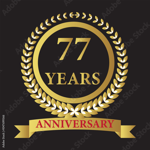 77 years anniversary icon with laurel wreath. Vector illustration. photo