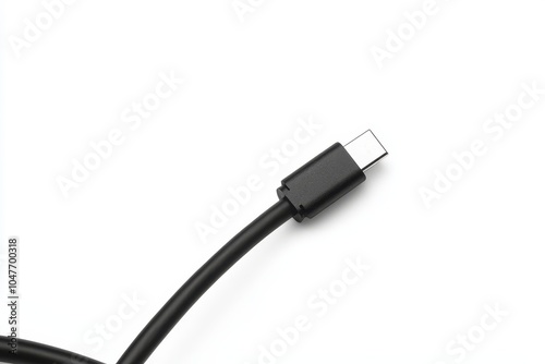 A close-up of a type C cable against a white background. photo