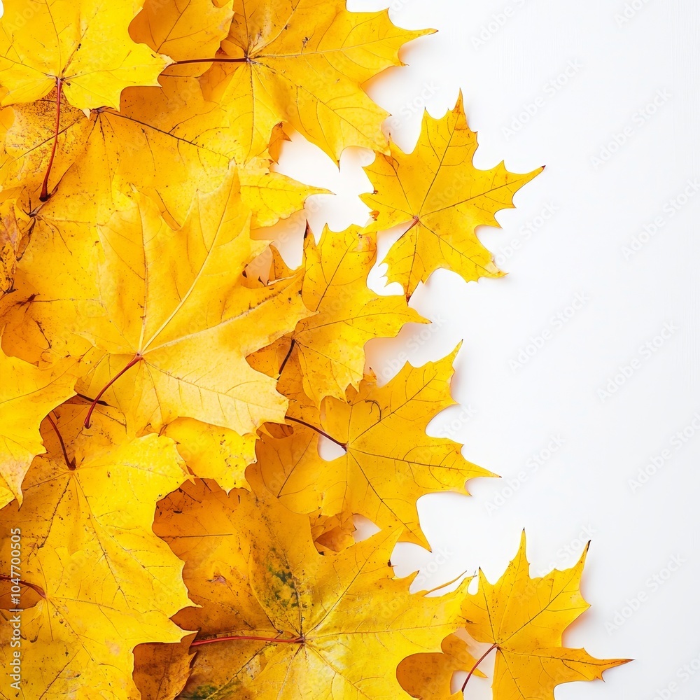 Fototapeta premium Yellow, gold maple leaf on white background during autumn.