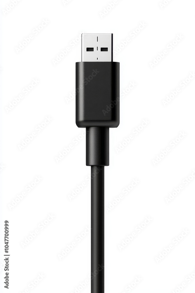 Isolated black upright USB plug