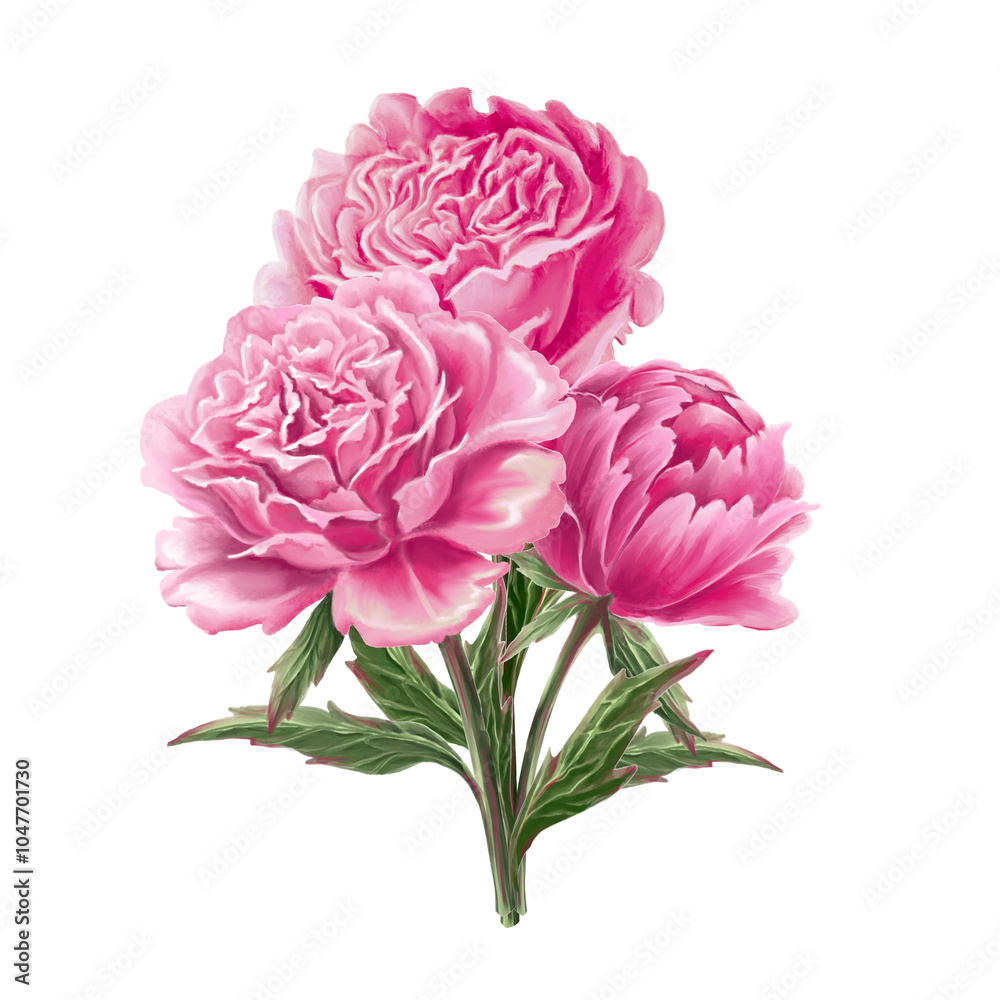 custom made wallpaper toronto digitalHand drawn peony in Bouquet