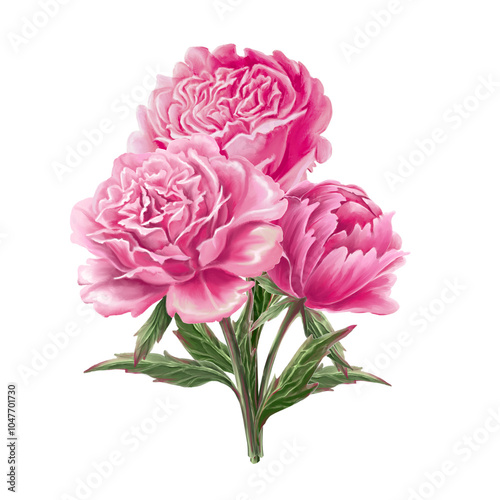 Wallpaper Mural Hand drawn peony in Bouquet Torontodigital.ca