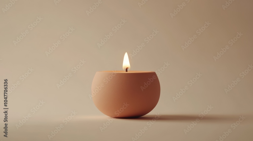 Diyas Candle Against a Soft Beige Background in 3D Render Style Diyas Candle Against a Soft Beige Background in 3D Render Style