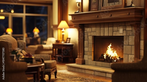 Cozy Fireplace in a Luxurious Living Room