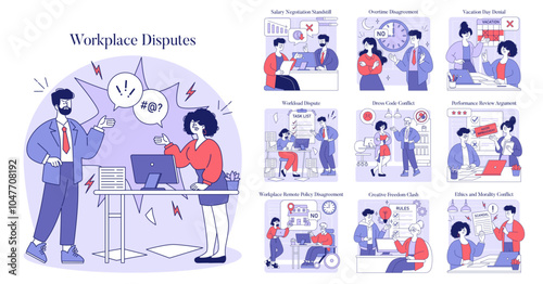 Workplace Disputes. Flat Vector Illustration