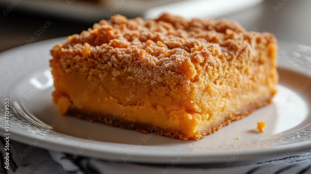 Delicious Homemade Pumpkin Crumble Pie on Plate Delicious Homemade Pumpkin Crumble Pie on Plate