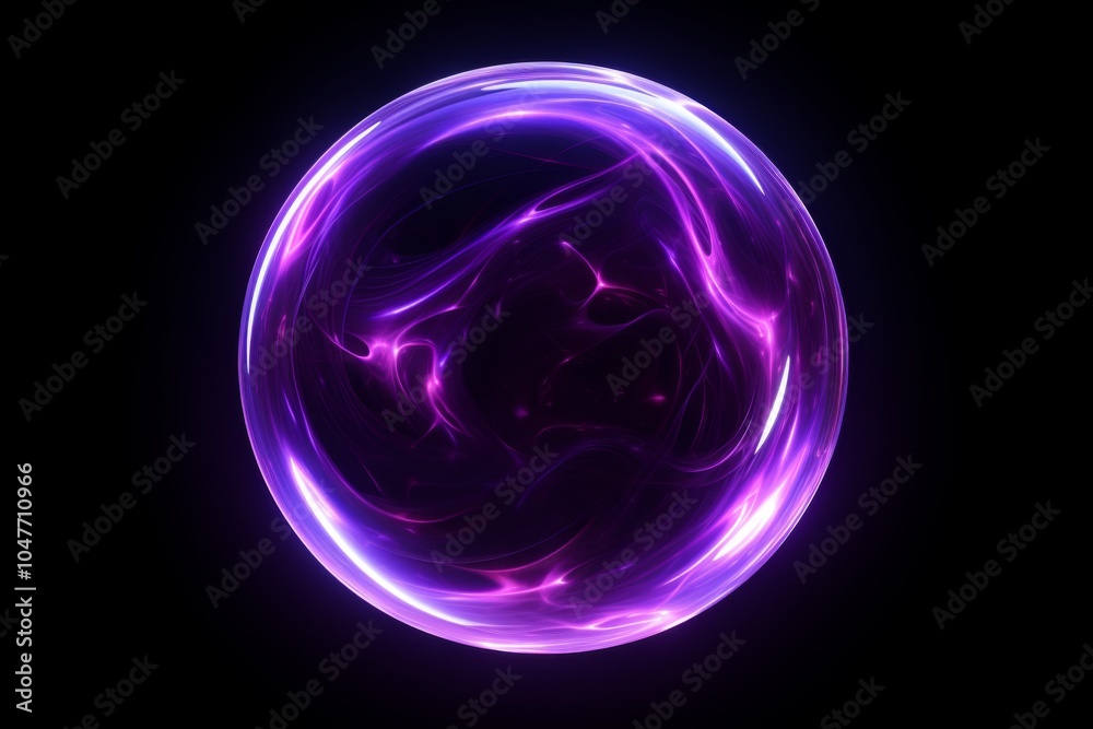 Mystical Purple Energy Sphere on Black Background Mystical Purple Energy Sphere on Black Background