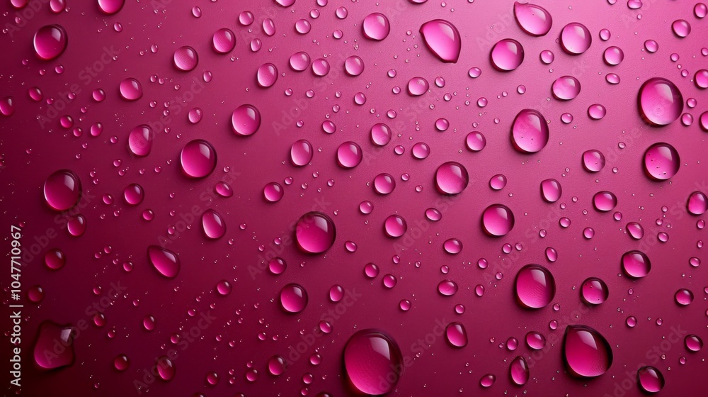 Vibrant Pink Water Droplets on Surface Vibrant Pink Water Droplets on Surface
