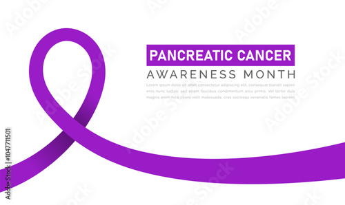 Purple Ribbon Pancreatic Cancer Awareness Design Template Pancreatic Cancer Awareness Horizontal Banner Design with Purple Ribbon and Space for Text Pancreatic Cancer Awareness Month November Vector 