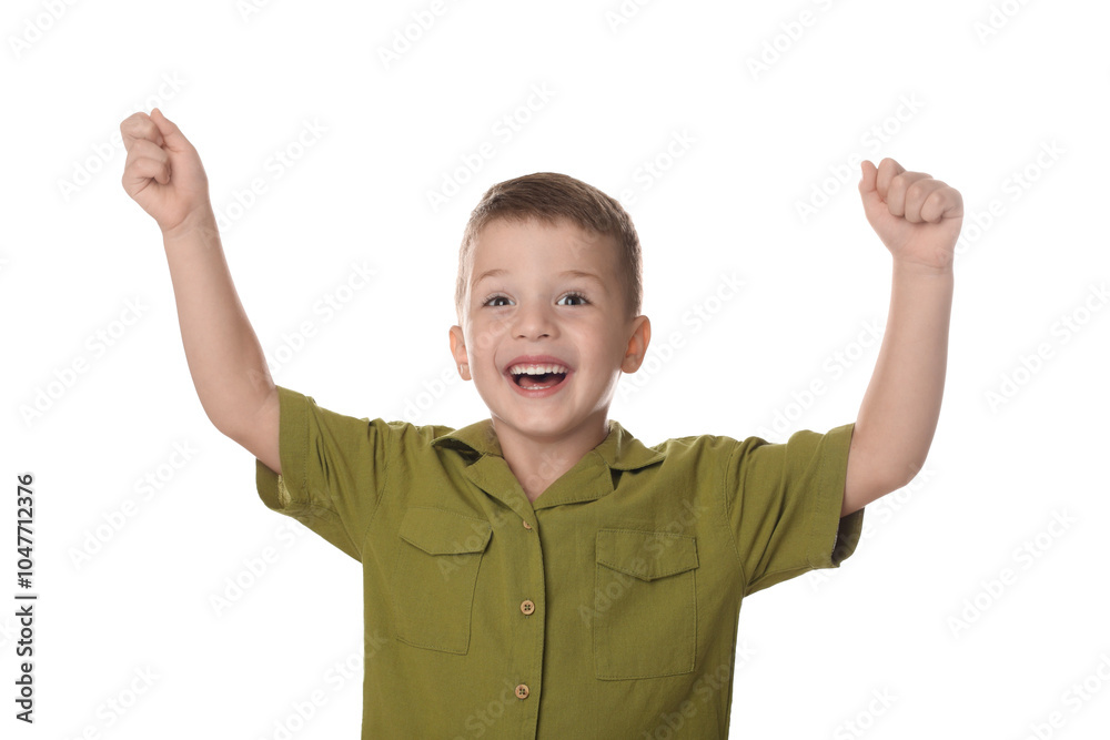 Portrait of cute little boy on white background Portrait of cute little boy on white background