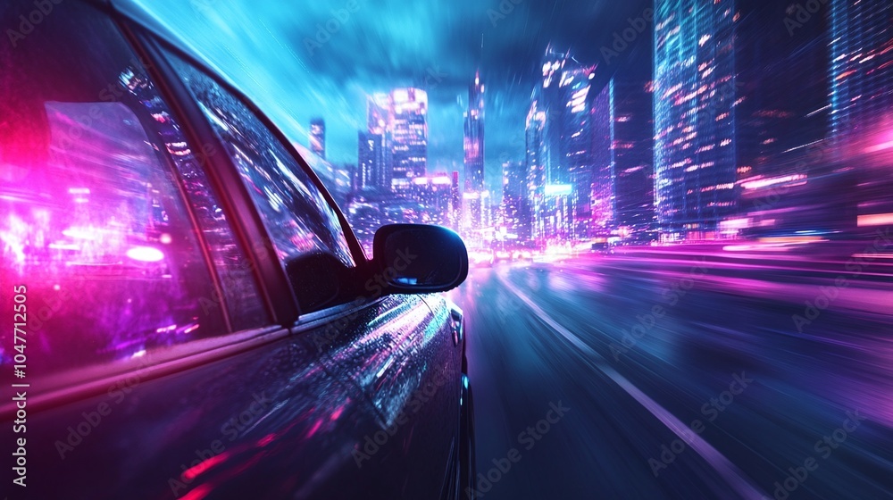 Dynamic City Highway View from Inside a Car Dynamic City Highway View from Inside a Car