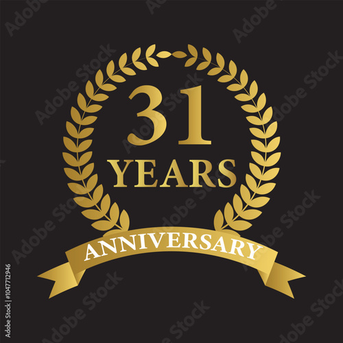 31 years anniversary icon with laurel wreath. Vector illustration. photo