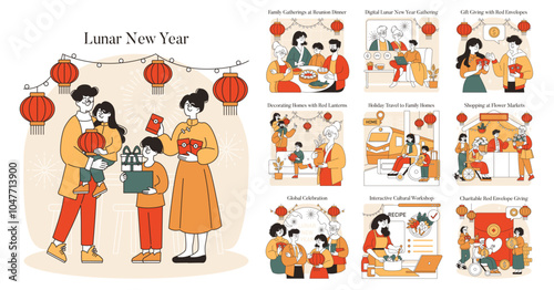 Lunar New Year. Flat Vector Illustration