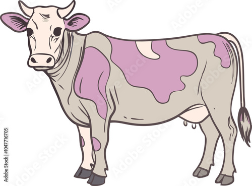 black and white cow vector 