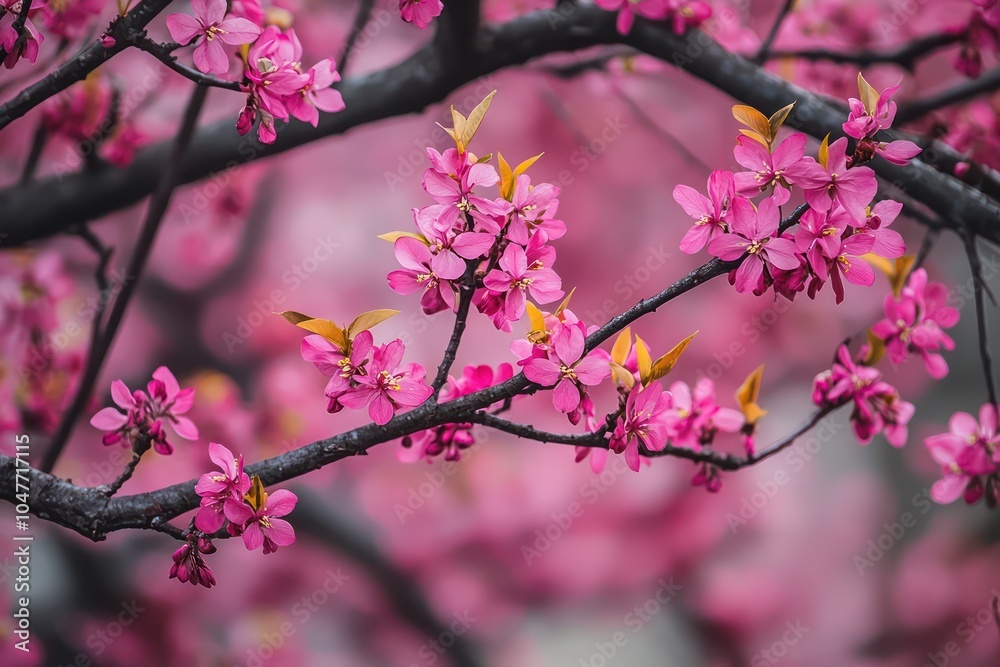 Eastern redbud tree showcasing its vibrant blossoms. Eastern redbud tree showcasing its vibrant blossoms.